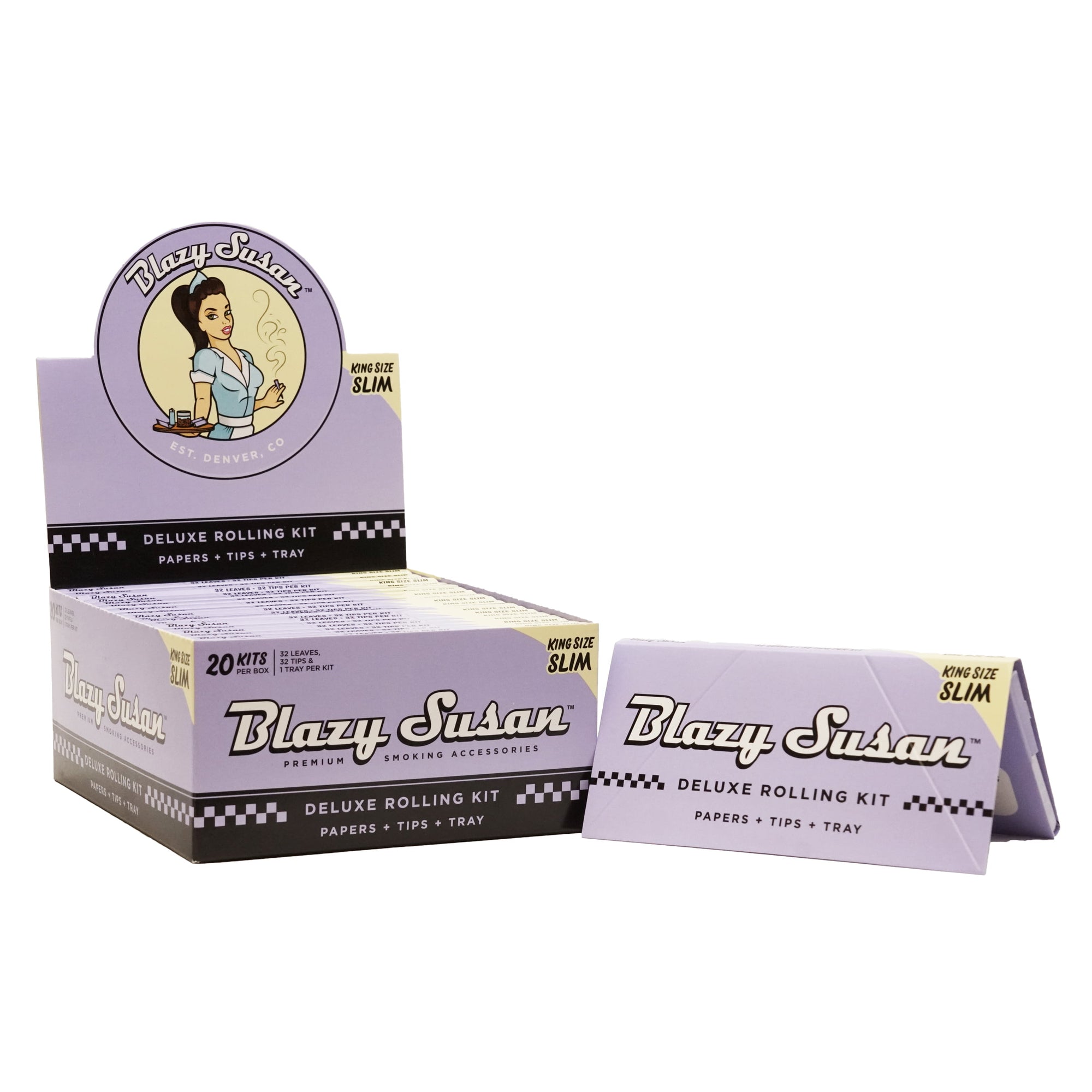 Blazy Susan Purple Deluxe Kit - King Size Rolling Papers, Tips & Tray