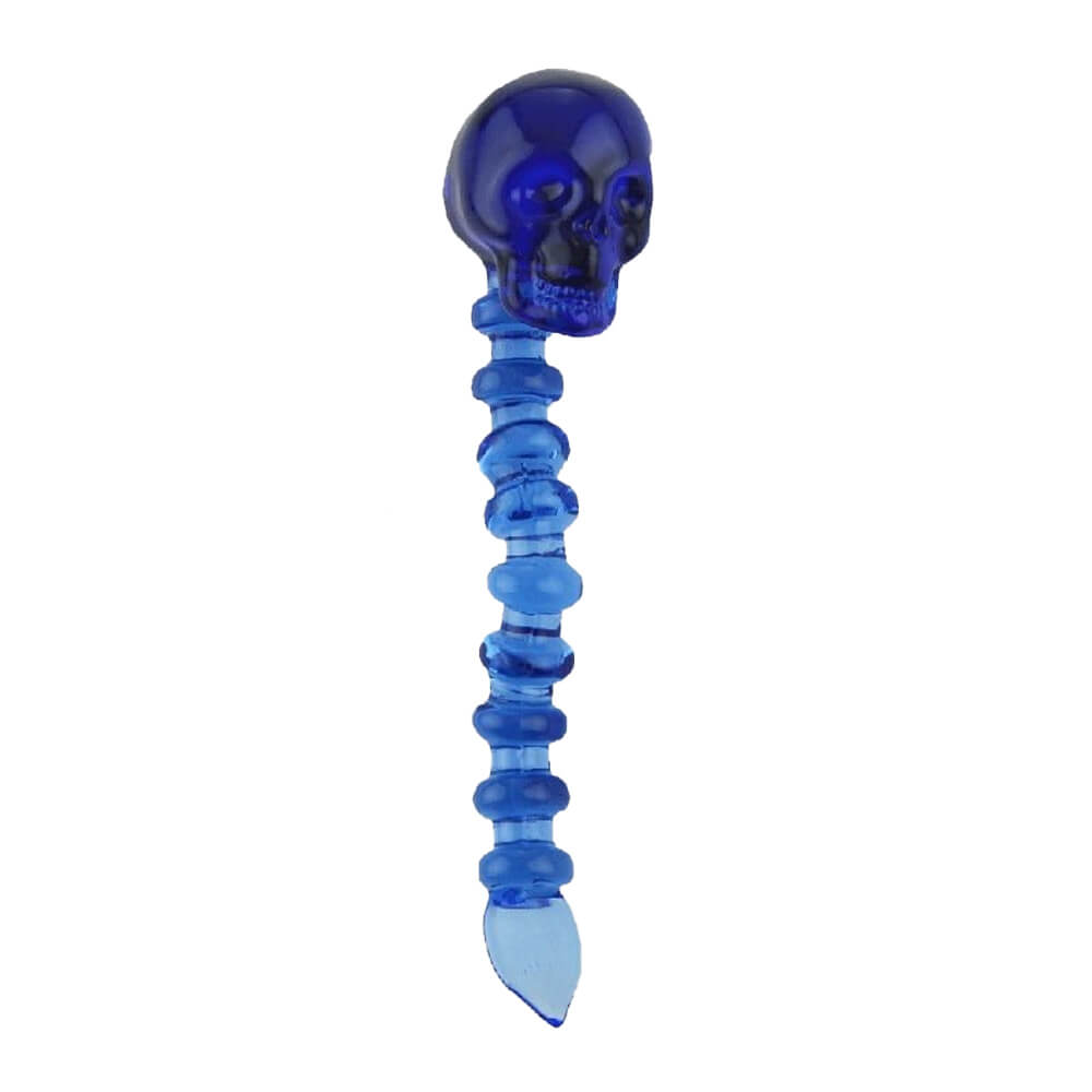 Designer Glass Blue Skull Glass Dabber