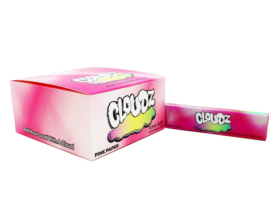 Cloudz Pink King Size Rolling Papers with Tips – Single | 24 Pack