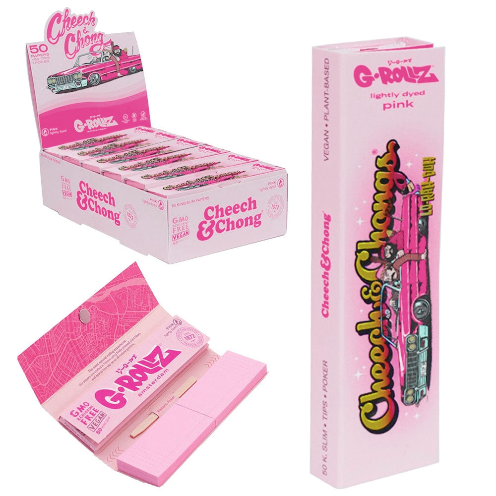 G-Rollz Cheech & Chong 'Lowrider Pink' King Size Rolling Papers + Tips