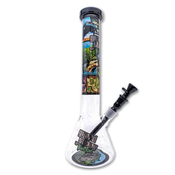 Black Leaf Grand Story Glass Beaker Bong - Plumes