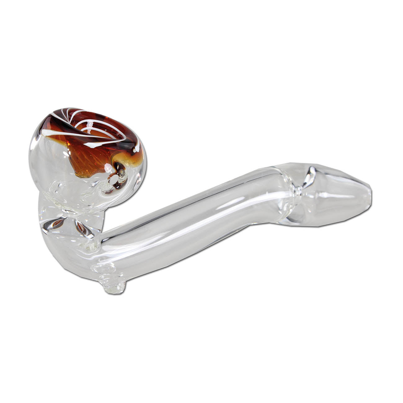 Black Leaf Glass Pipe Amber 110mm