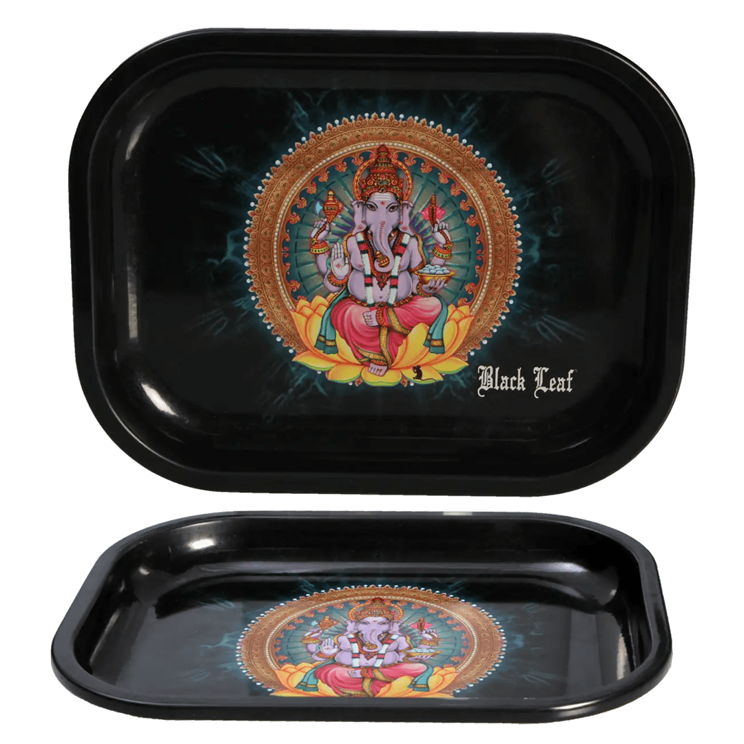 Black Leaf Ganesha Tray - Plumes
