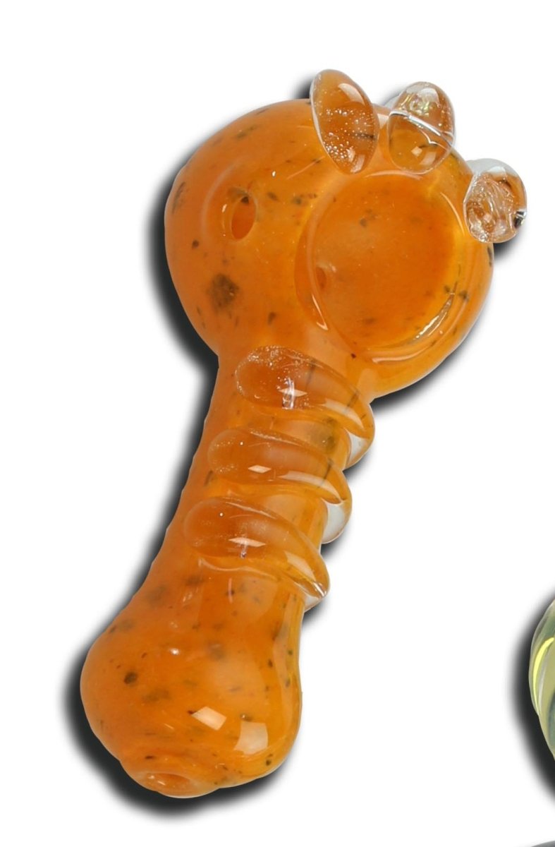 Black Leaf Glass Spoon Pipe 90 - 105mm - Plumes
