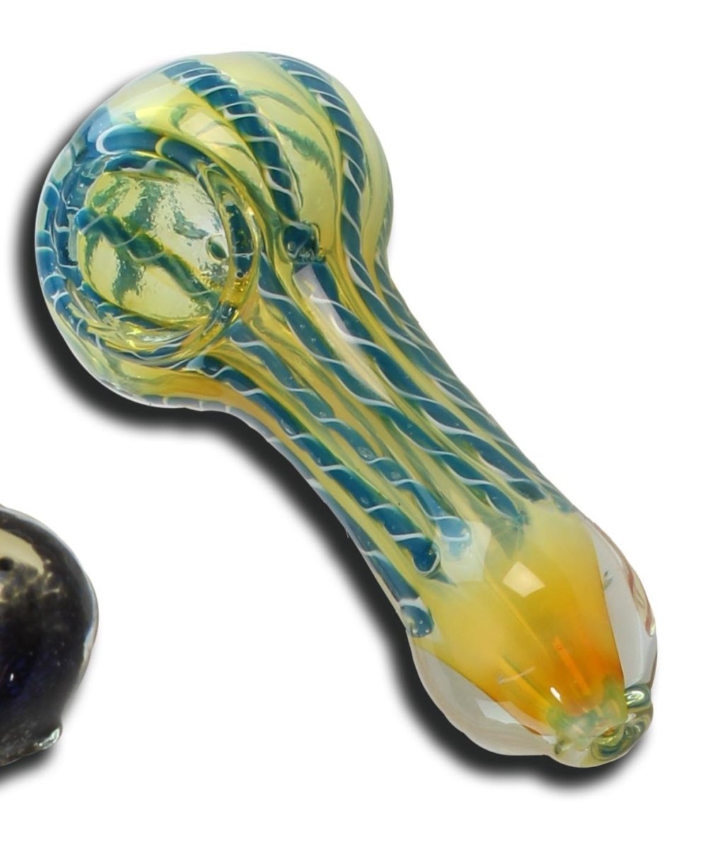 Black Leaf Glass Spoon Pipe 90 - 105mm - Plumes