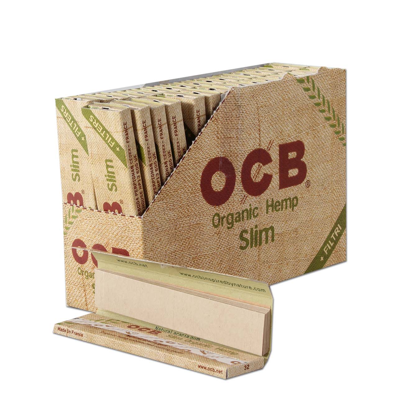 OCB Organic Hemp King Size Slim Rolling Papers + Tips