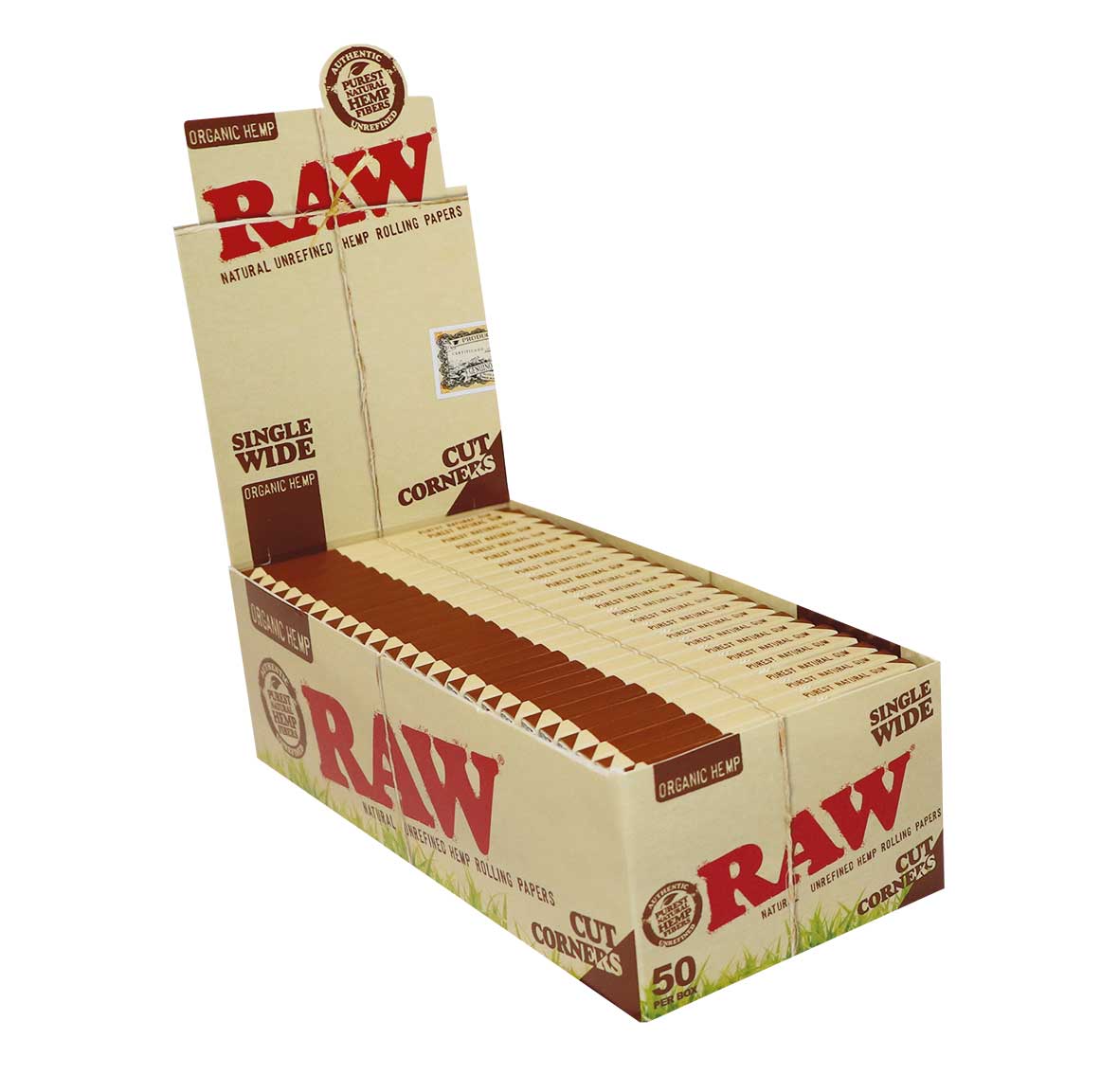 RAW Organic Hemp Single Wide Cut Corner (70mm) - Plumes