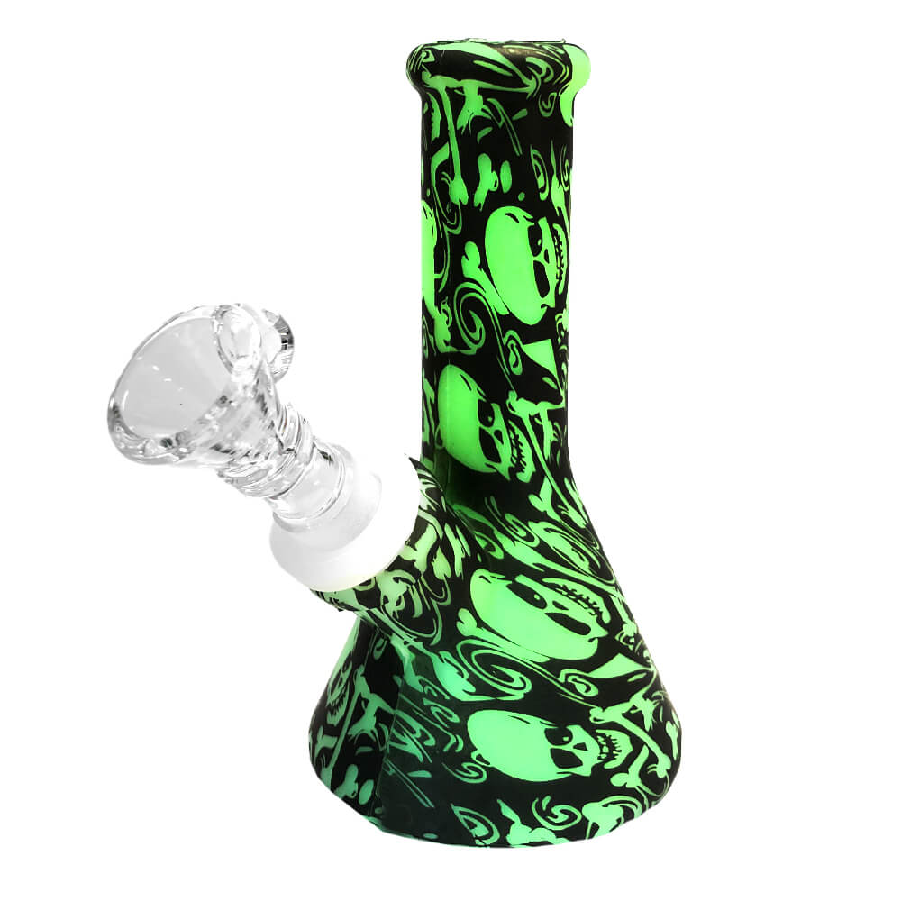 Urban Crew Silicone Bong Skulls Glow-In-The-Dark Black 13cm