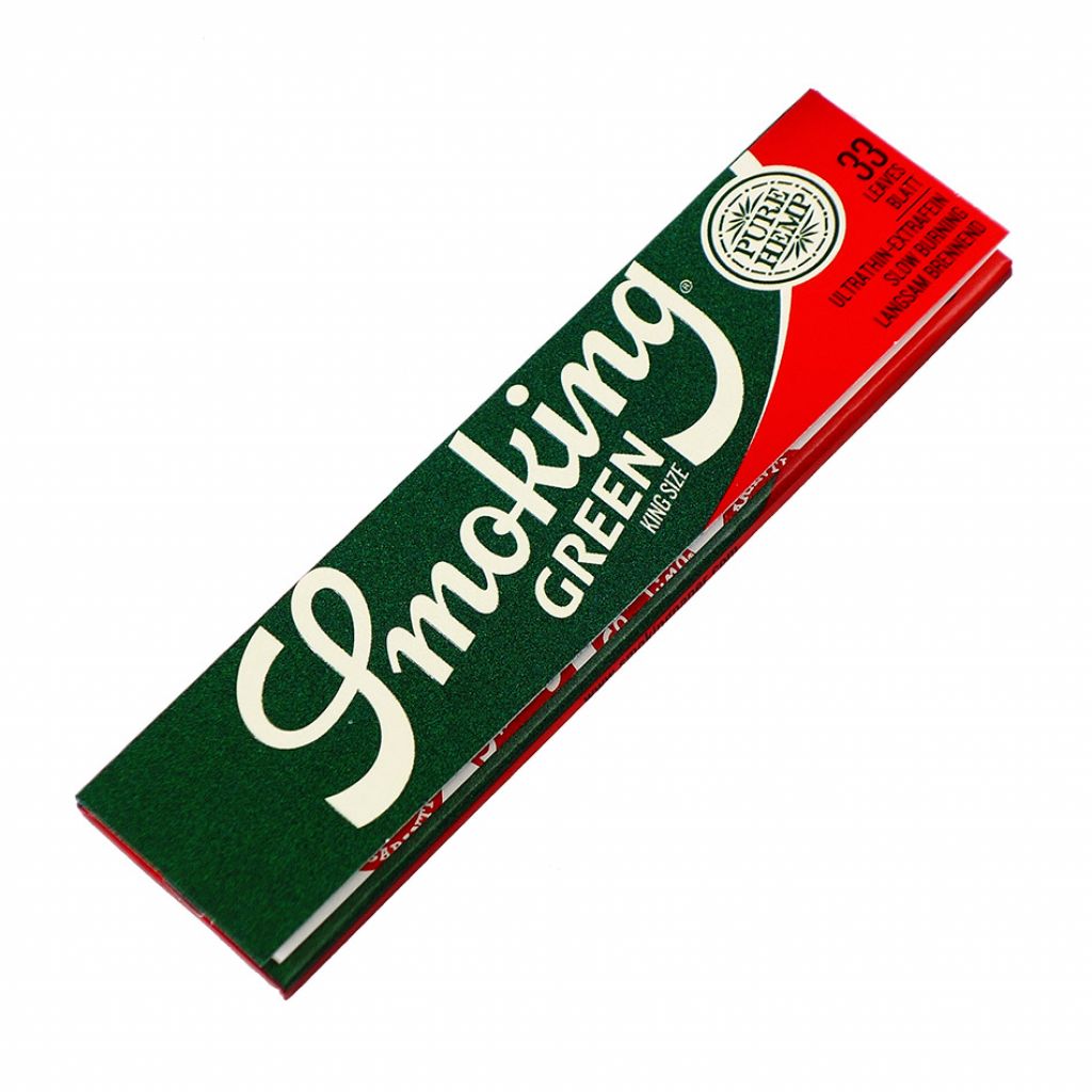 Pack of Smoking Green rolling paper on a white background