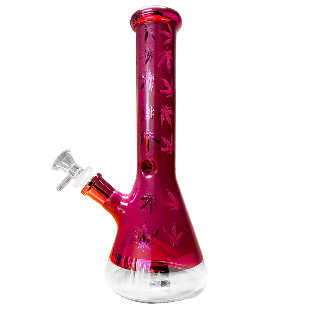 Black Sheep Weed Leaves Glass Bong Red 25cm