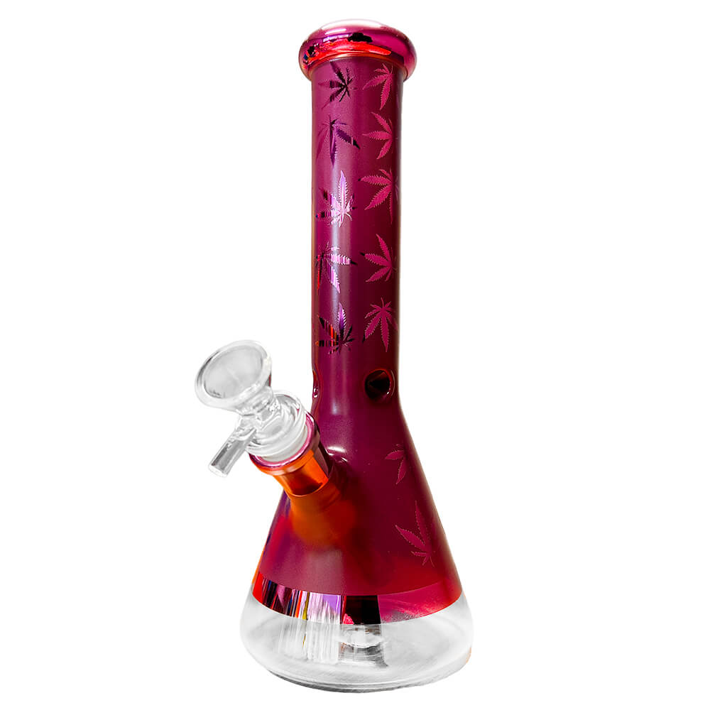 Black Sheep Weed Leaves Glass Bong Red 25cm Plumes Black Sheep Weed Leaves Glass Bong Red 25cm Plumes